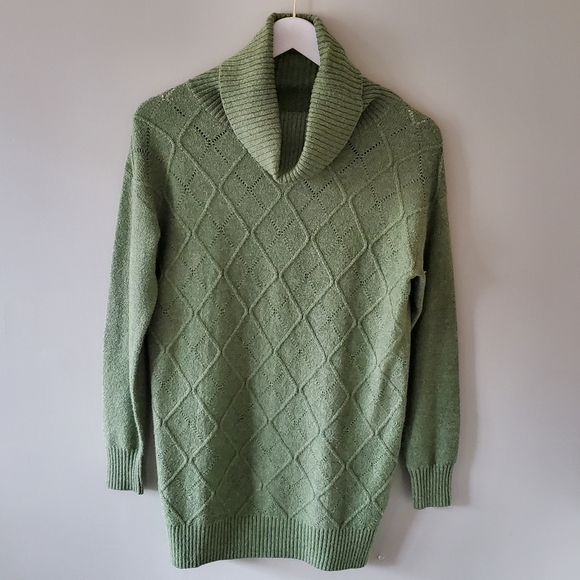 NWOT Reitmans XS Spring Preppy Cabincore Pointelle 3D Knit Turtleneck Sweater - Picture 2 of 11